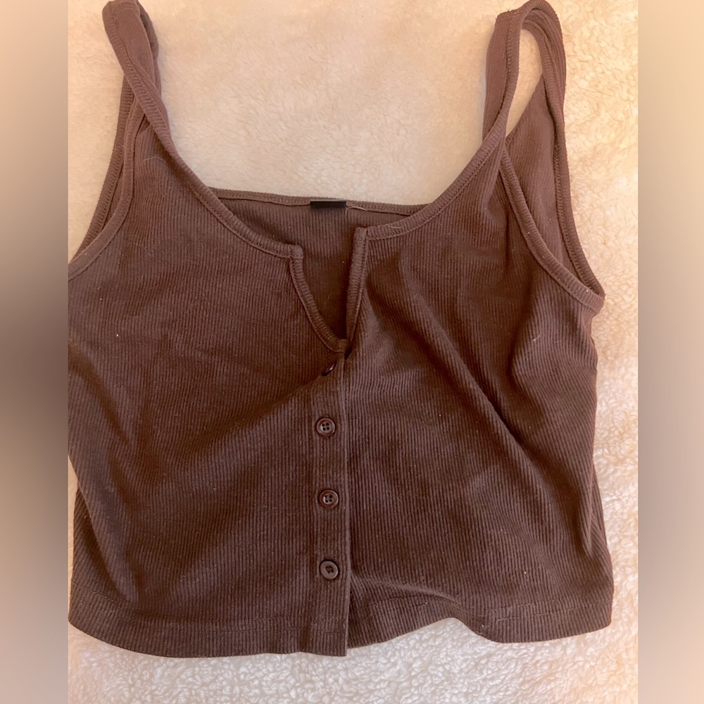 brown button up earthy tank